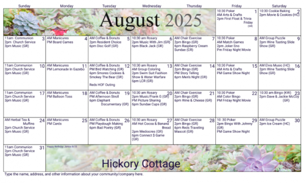 Hickory Cottage Aug 2025