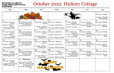 Hickory Cottage October