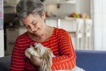 senior woman with dog